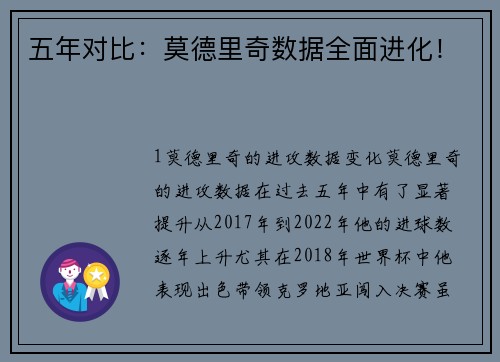 五年对比：莫德里奇数据全面进化！